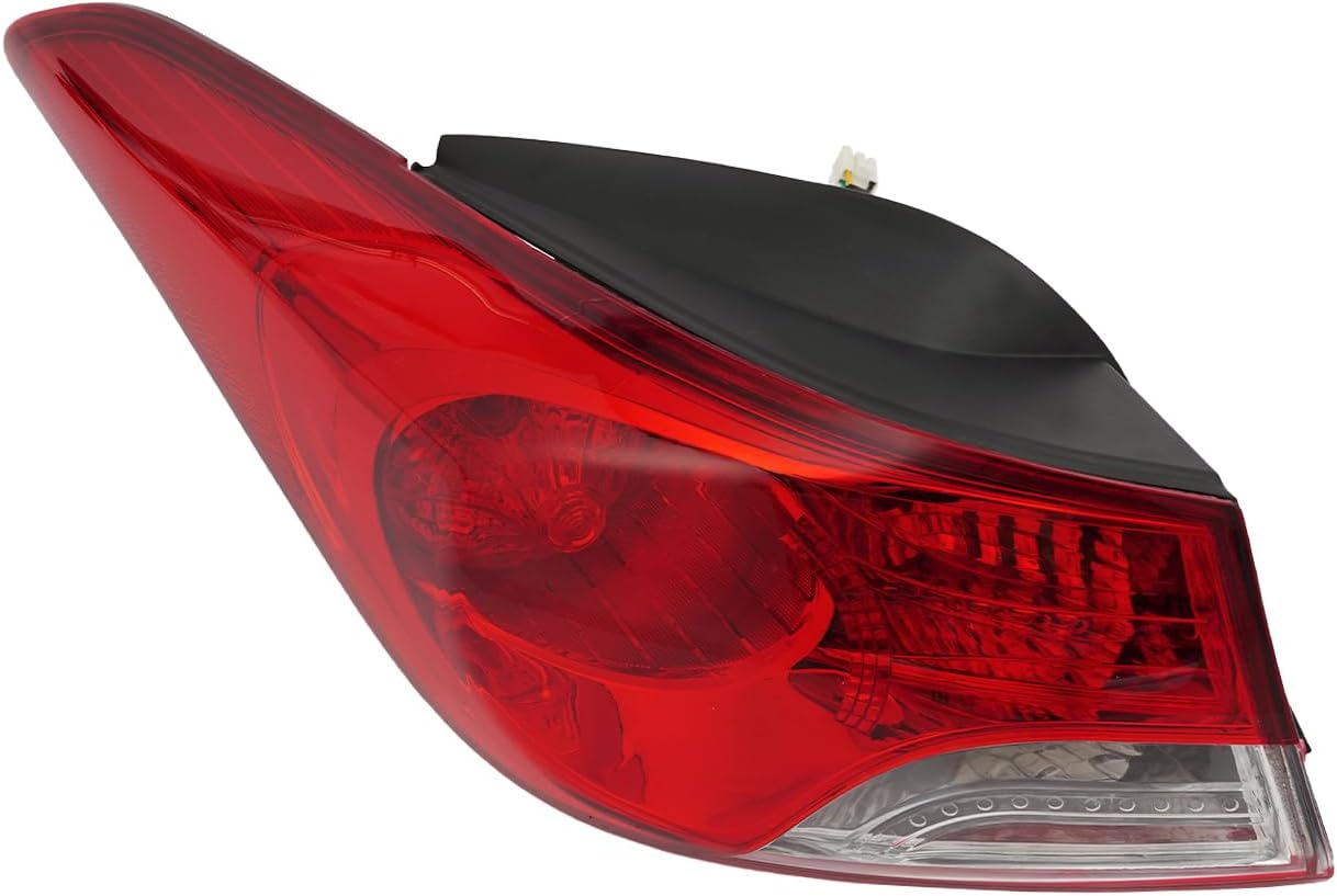 Halogen Tail Light Assembly for Hyundai Elantra 2011 2012 2013 Left Driver Side Rear Outer Tail Light Replacement w/Wiring Harness Black Housing 924013Y000 HY2804119 (Left Driver Side)