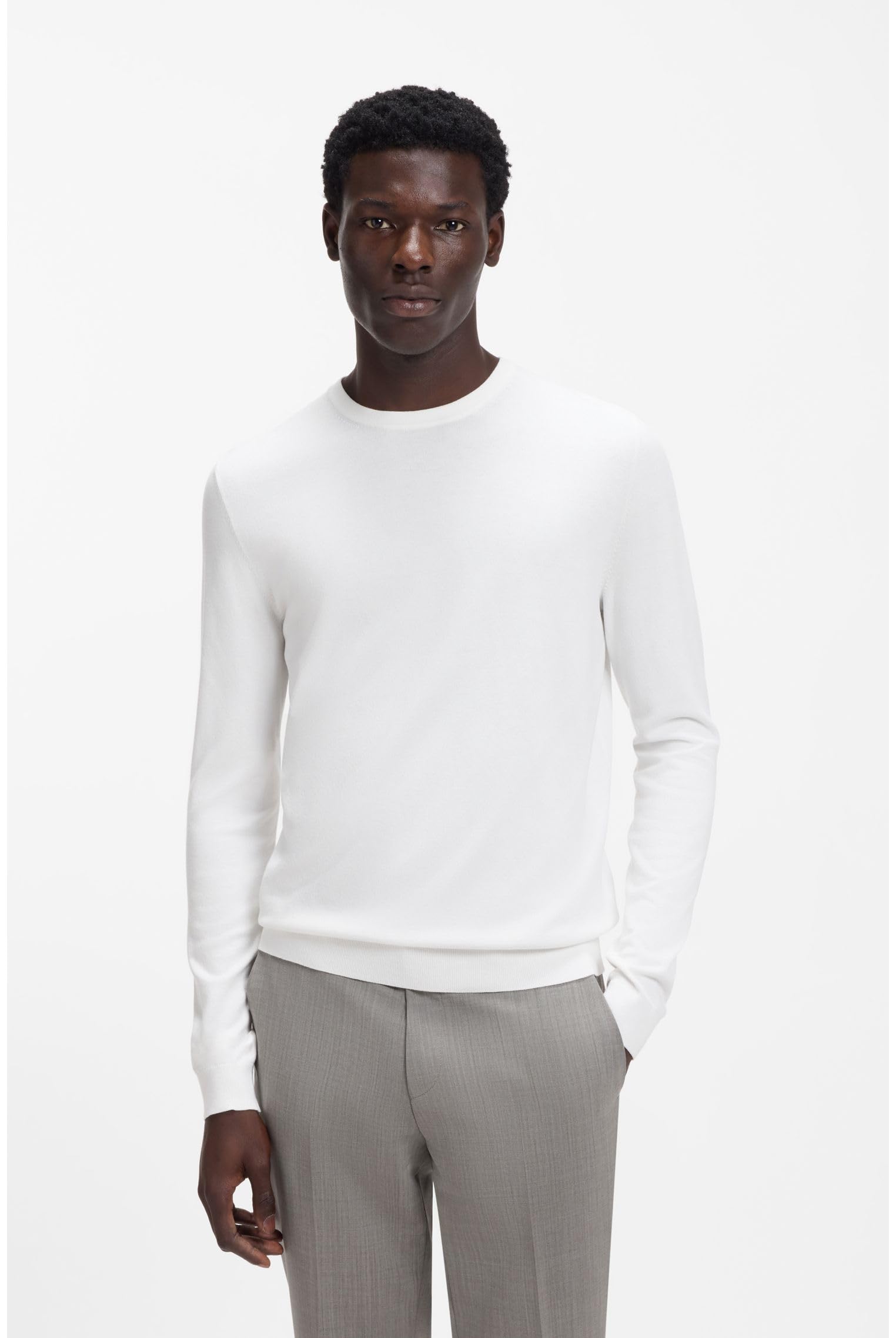 HUGO Herren San Cody-CV Regular-Fit Pullover aus Soften Garnen mit Rundhalsausschnitt