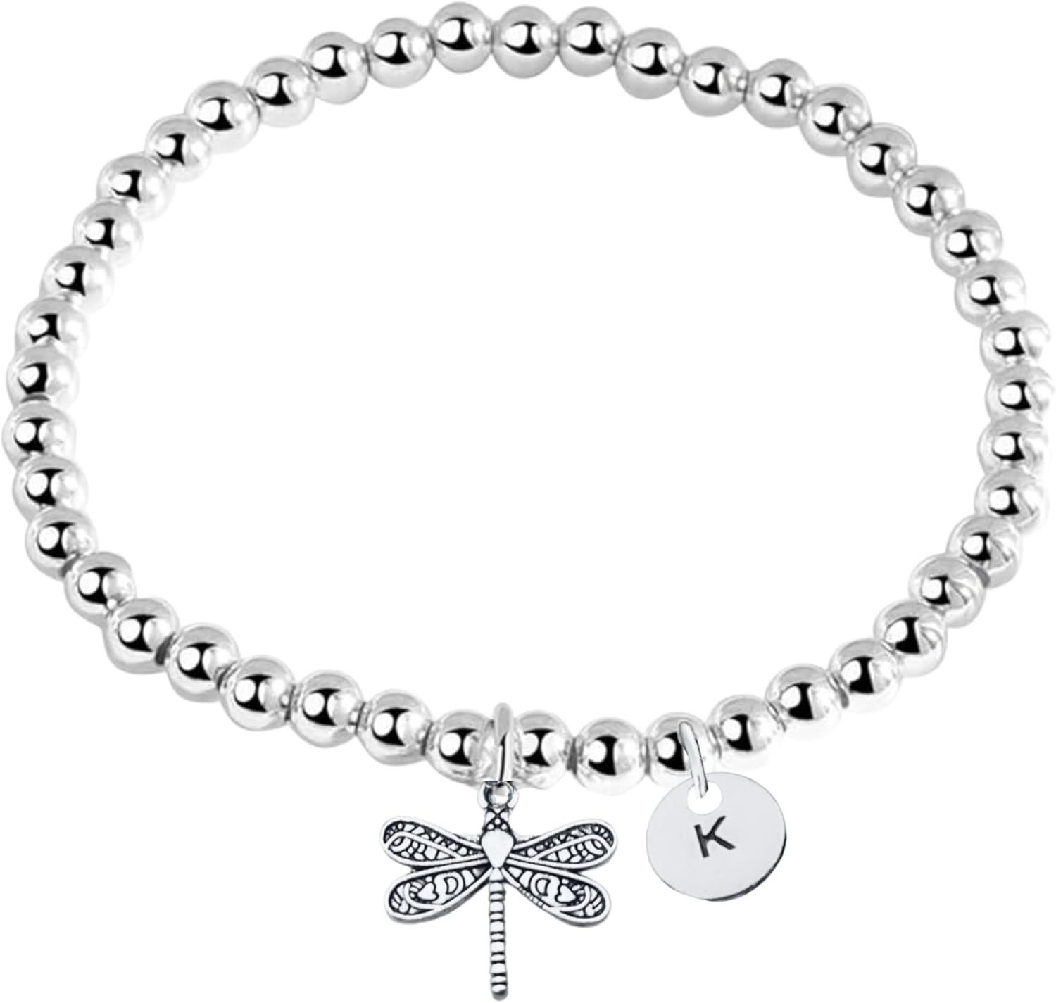 Dragonfly Jewelry, Personalized Dragonfly Initial Letter Beaded Adjustable Bracelet, Dragonfly Gift, Dragonfly Lover Gift, Dragonfly Accessories for Girls