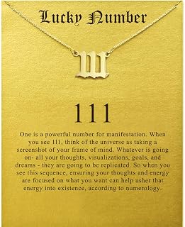 Lucky Number Necklace For Women Men 18K Gold Silver 111 222 333 444 555 666 777 888 999 Pendant Angel Number Necklaces Choker Chain Numerology Jewelry for Girl Boy with Message Gift Card