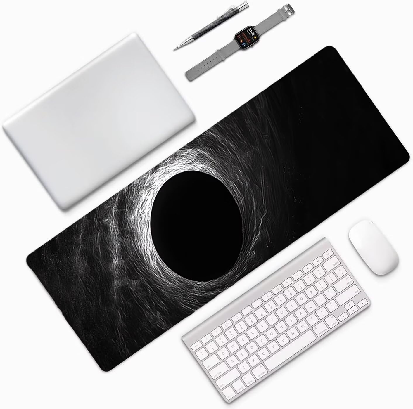 Lpfieonn Universum Großes Schreibtischunterlage, XXL Schreibtischunterlagen, Schwarzes Loch XXL Gaming Mousepad mit Vernähter Rand und Rutschfeste Gummibasis, für Hause/Büro 120x60cm PF-2111