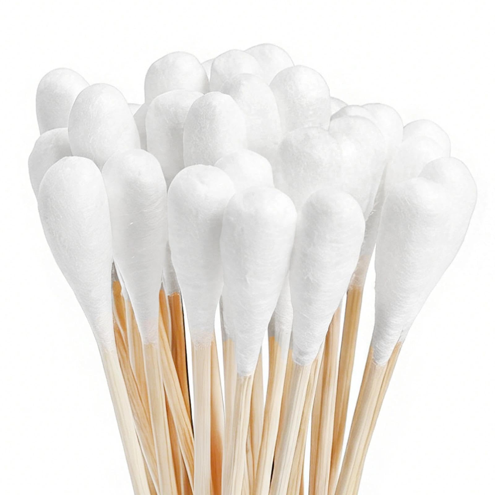 100 Pièces Coton Tiges, Longs Cotons Tigeslongs Bâtons en Bois avec Embout en Coton,Cotons-Tiges avec Poignées en Bois pour le Maquillage, Beauté, Outil Nettoyage, 20cm
