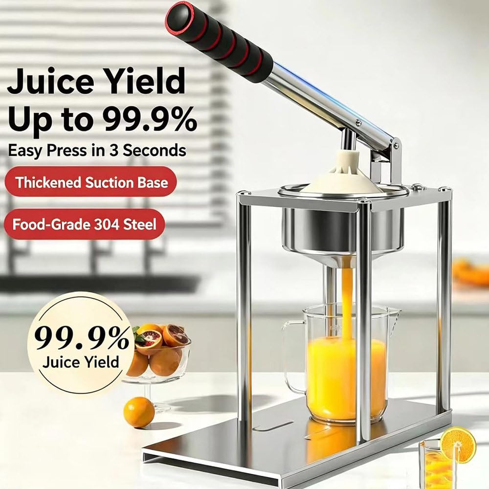 Exprimidor Manual De CíTricos, Exprimidor De Naranjas De Acero Inoxidable 304 De Uso Comercial, Exprimidor De Palanca Resistente Con Cabezales De Doble PresióN, Para Cocinas DoméSticas Y Bares