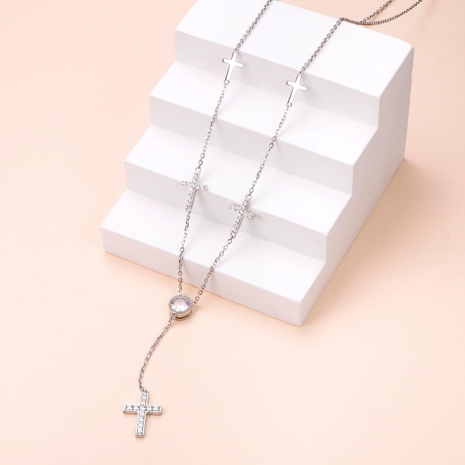 DAOCHONG Long Chain Sweater Necklace for Women S925 Sterling Silver Long Chain Large Pendant Sweater Y-Necklace for Women Teenage Girls 26 inches