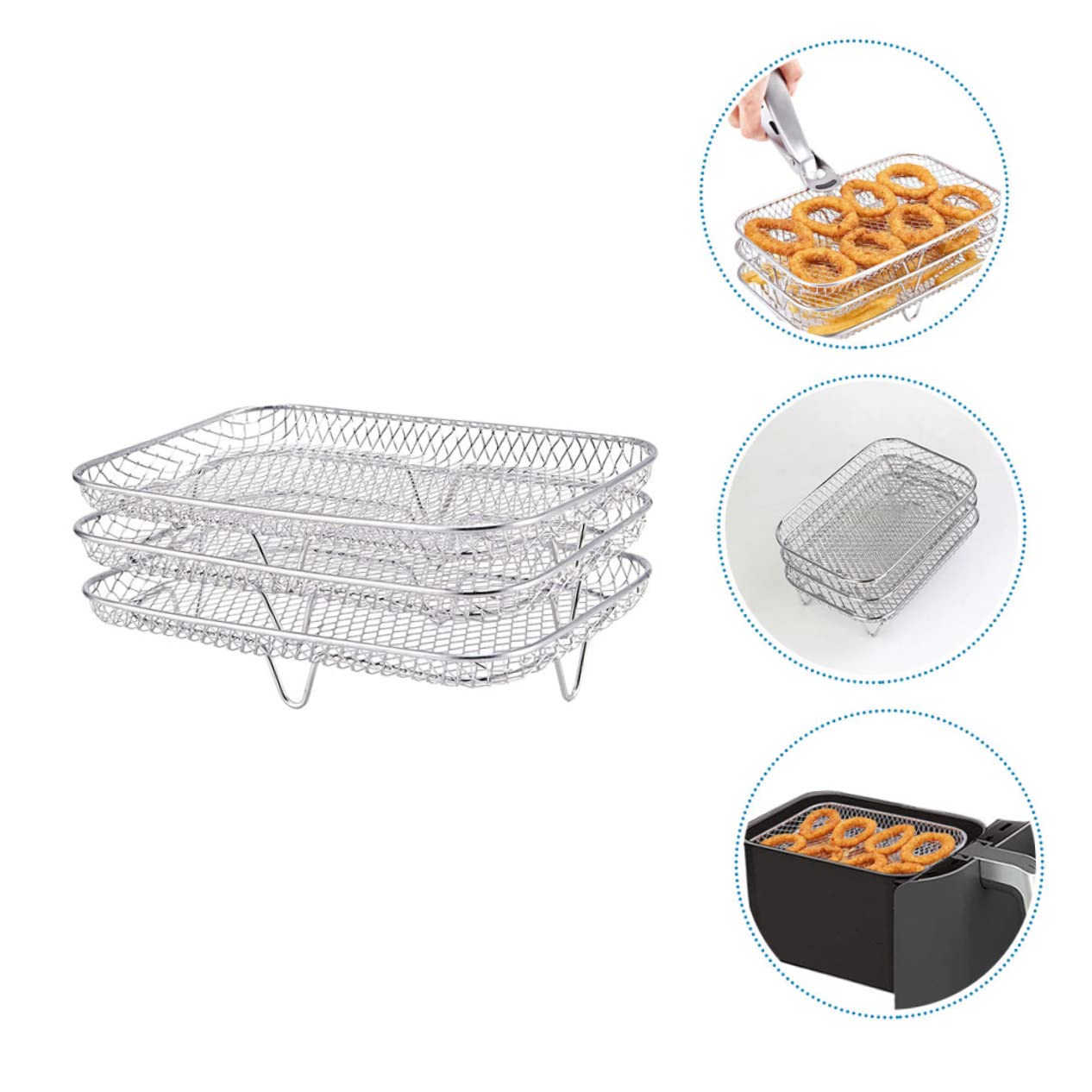 2 Pezzi per Grigliatura Strati Acciaio Inossidabile per Friggitrice Ad Aria Accessorio per e Disidratazione Frutta e Carne Facile da Riporre e Utilizzare