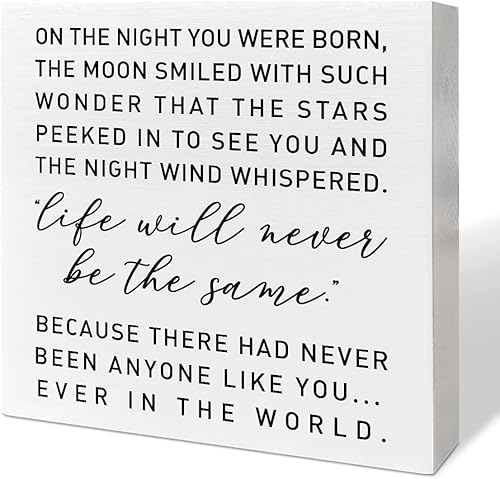 Decoración de madera para escritorio de guardería, en la noche que fuiste nacido, decoración de guardería, decoración neutra para recién nacidos,
