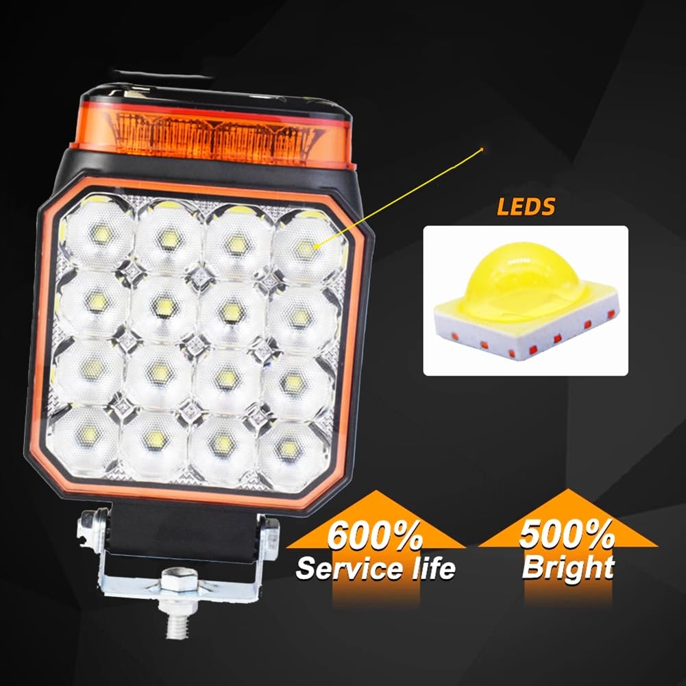 Lampe de Travail LED Stroboscopique 4 Pouces Faisceau Large Lumière Blanche Hors Route pour Lampe de Signalisation de VÉHICULE