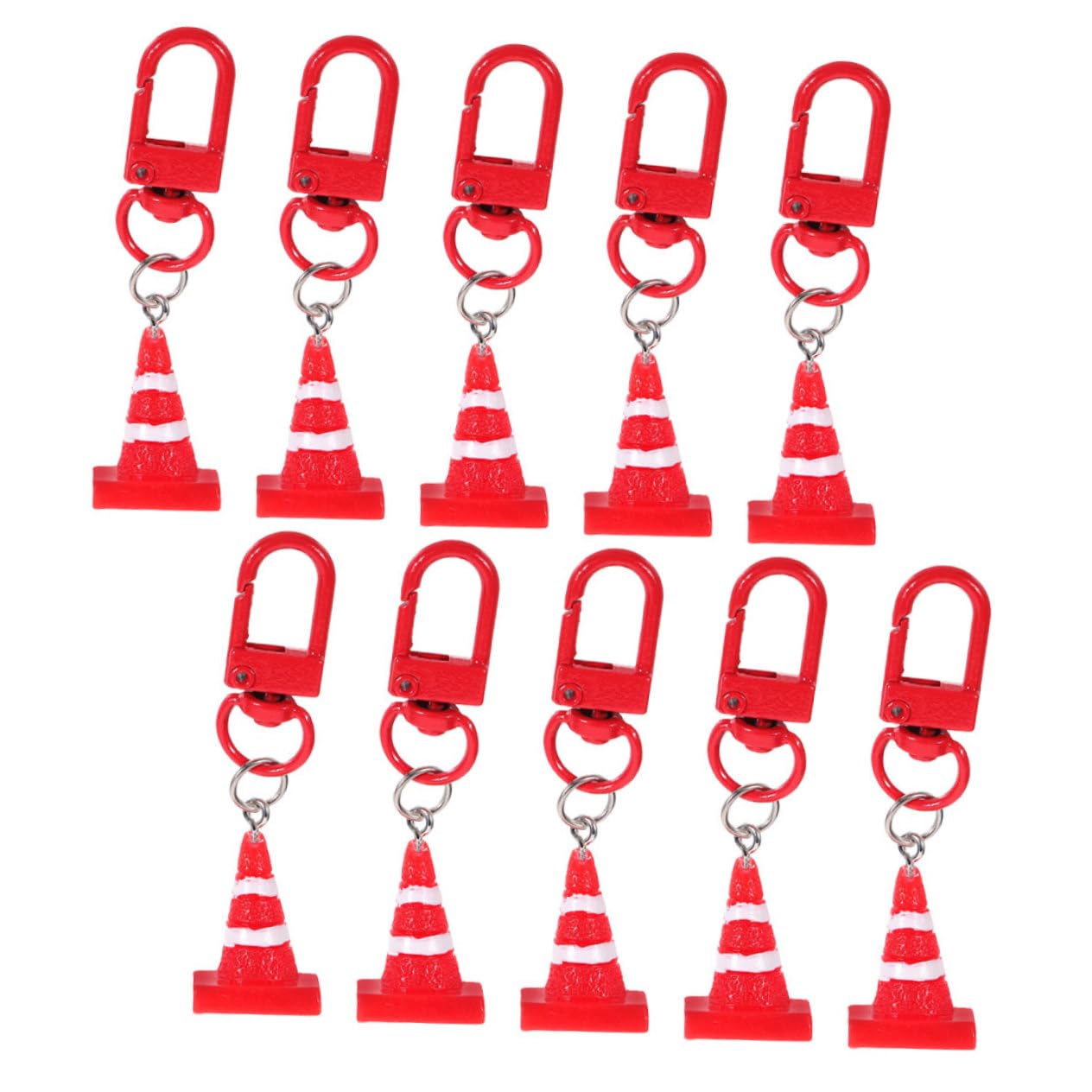 BRIGHTFUFU 10pcs Resin Traffic Cone Pendant Keychain Gold Plated Charms Keychain Wallet Trendy Decorative Pendant for