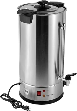 Commercial Coffee Maker,Stainless Steel Coffee Urn with Temperature Control, Coffee Maker Hot Water Urn for Catering 25L,1.4KW Silver, Black