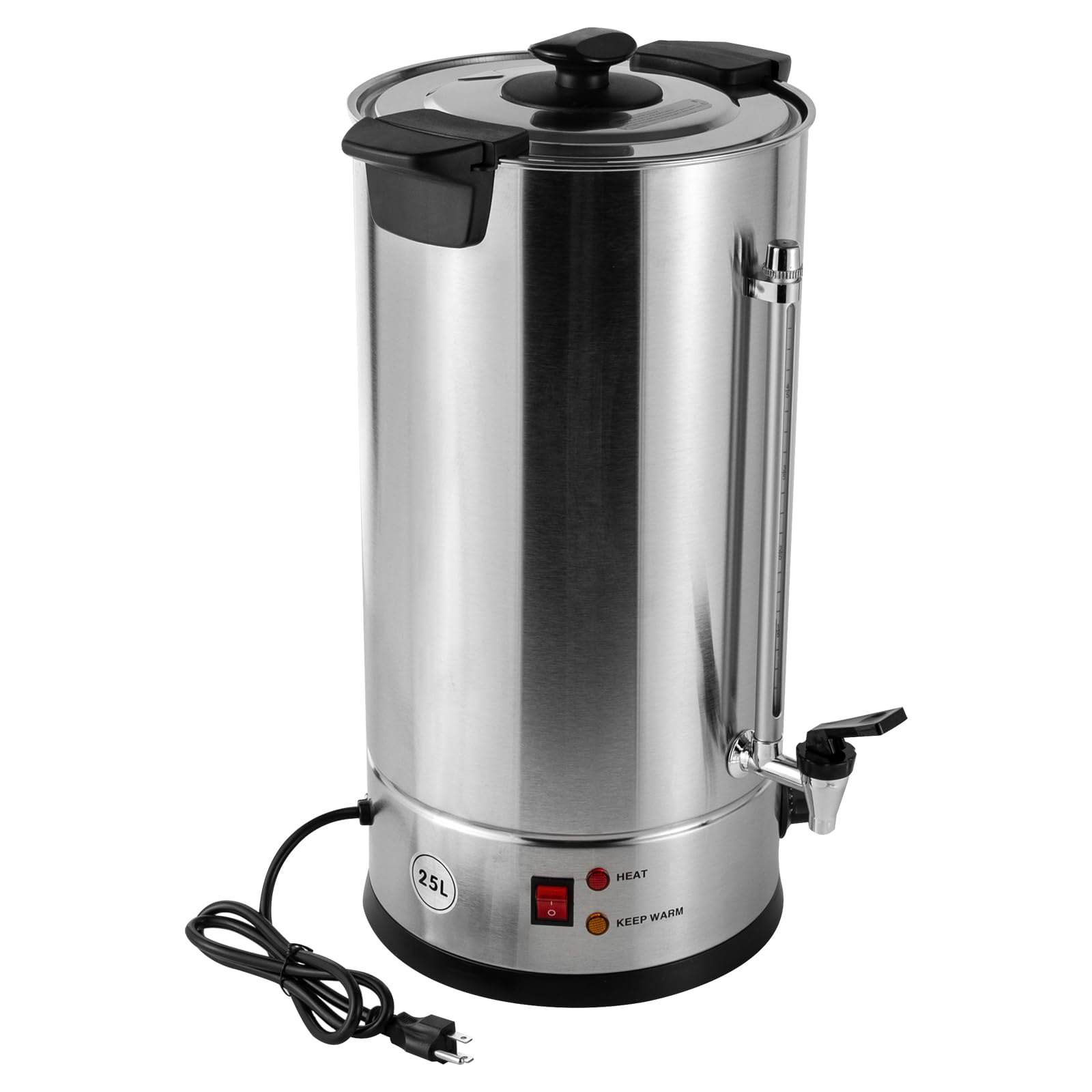 GDIFLS 1.4KW Thermostable Coffee Urn, 25L/6.6Gal Commercial Grade Stainless Steel Coffee Maker Hot Water Urn with Percolator, Anti-Dry Burn, Automatic Brewing for Home, Office
