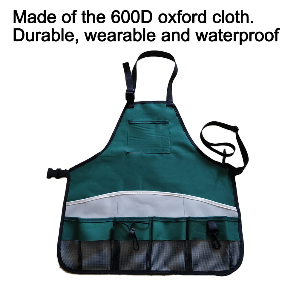 Tablier de jardinage avec poches, ceinture à outils de jardin en tissu Oxford imperméable réglable pour jardinier, menuiserie, femmes, hommes, travailleurs, Vert, 54 x 51cm