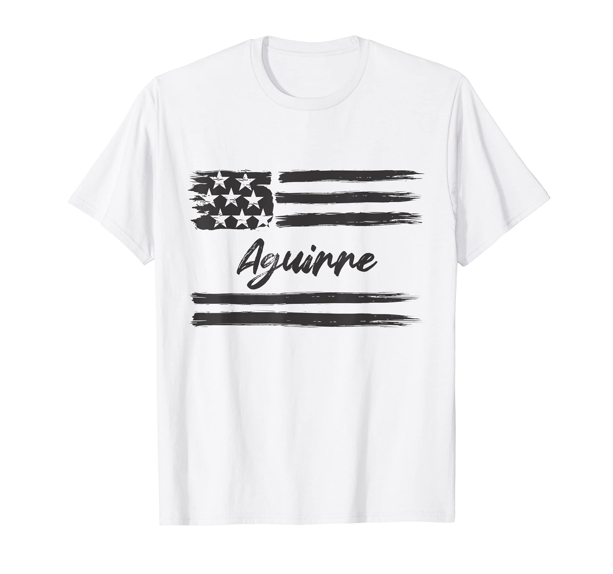 Aguirre - Personalized Name, Stars and Stripes, USA Flag T-Shirt, White