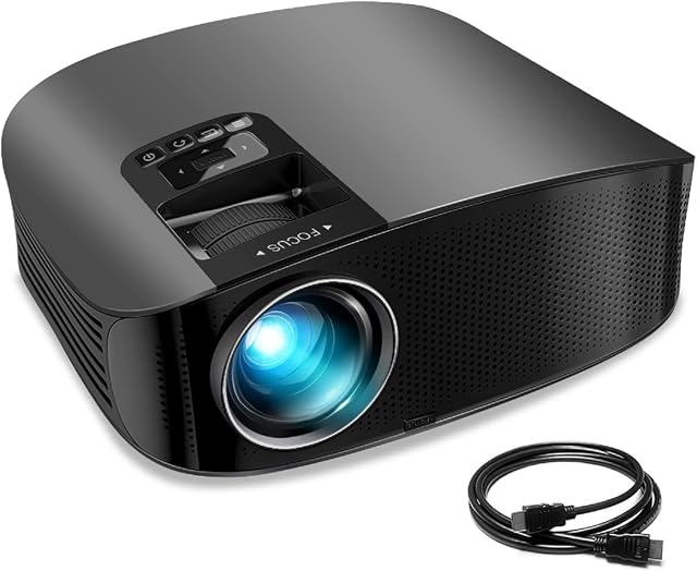 Projector, GooDee 2023 Dolby Native 1080P Video Projector, 10000L Outdoor Movie Projector, 230" Supported Home Projector, Compatible with Fire TV Stick, PS4, HDMI, VGA, AV and USB, Black (YG600)