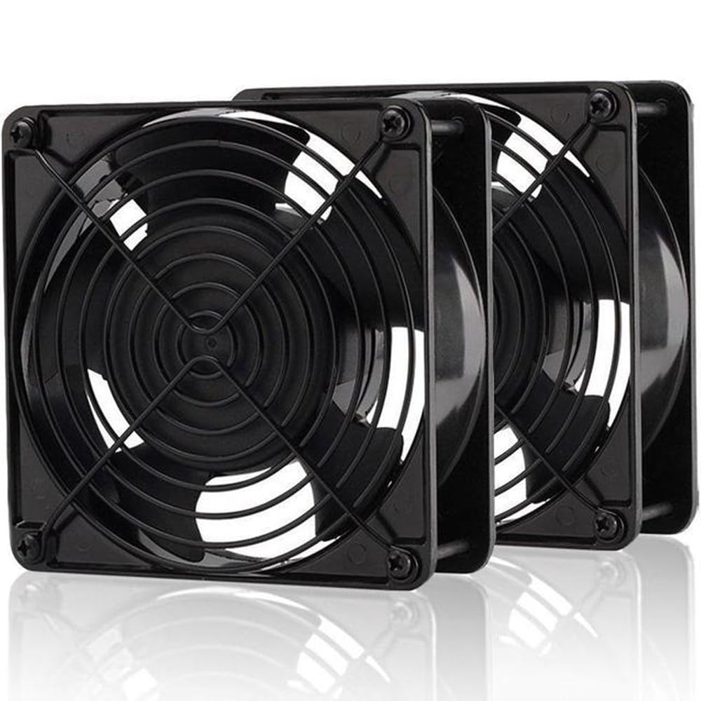 140 mm griglie nere per dita, griglia per ventola di raffreddamento per PC 140 mm copertura di protezione per PC, con viti, vite per ventola PC in gomma (4 pacchetti)