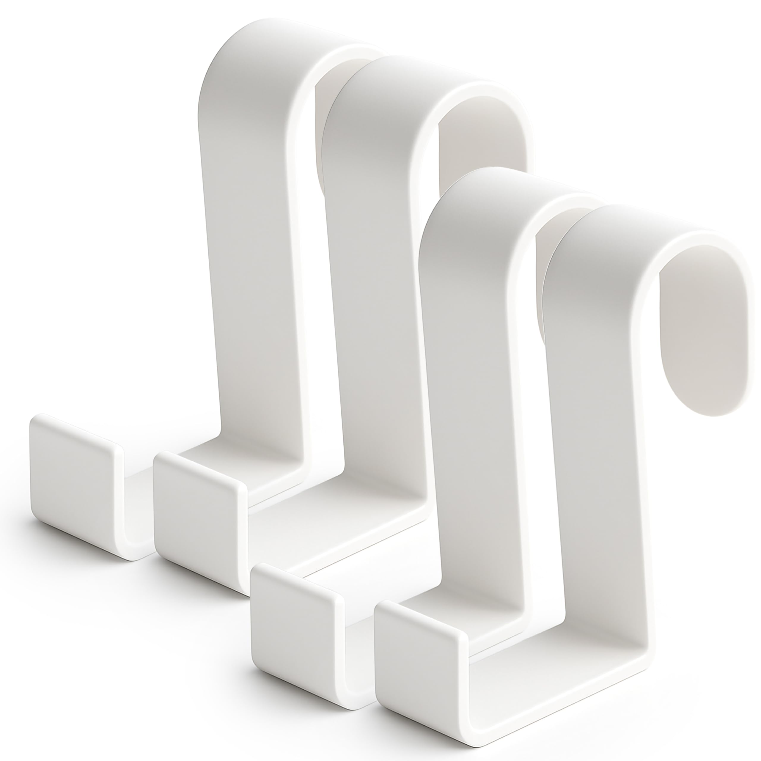 SOL 4pk Plastic Over Door Hooks Universal Hangers for Clothes Coats Towels Bags Space Saving Storage Solution for Home Bathroom Bedroom Office Organisation Lightweight Durable Design