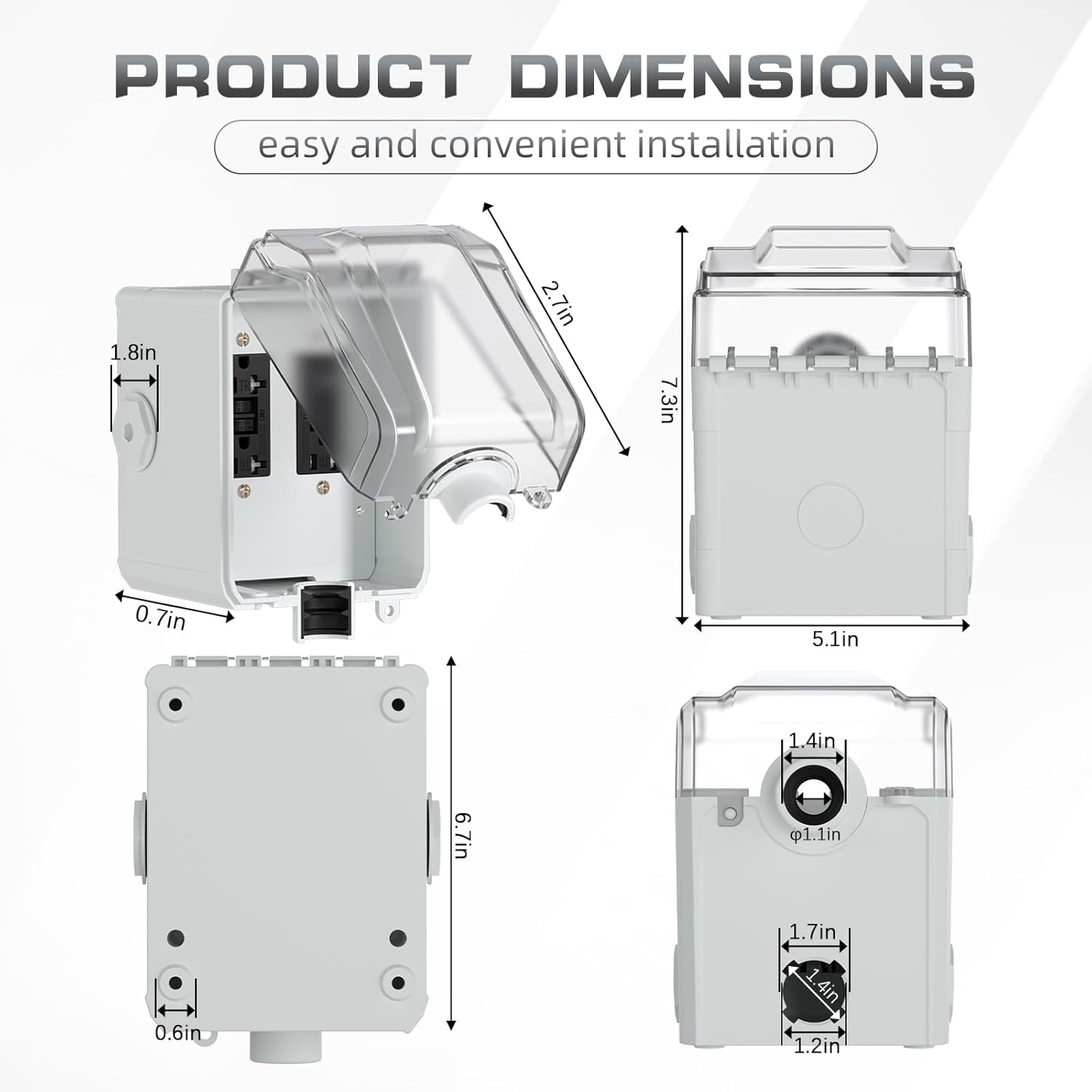 20 Amp GFCI Outdoor Electrical Outlet Box,Dual 5-20R WRTR Receptacles, IP66 Waterproof and Rustproof Housing, Weatherproof Outdoor Outlet Box for Patio, Garden, Deck.Lockable