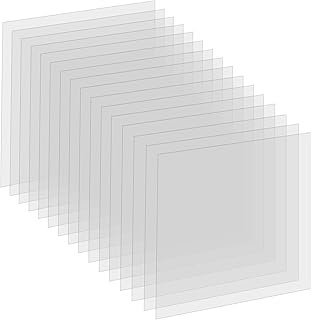16 Pack 6 Mil Clear Mylar Stencil Sheets, 12" x 12" Blank Reusable Plastic Template Sheets for Cricut, Laser Cutting, Gyro-Cut Tool Template Material