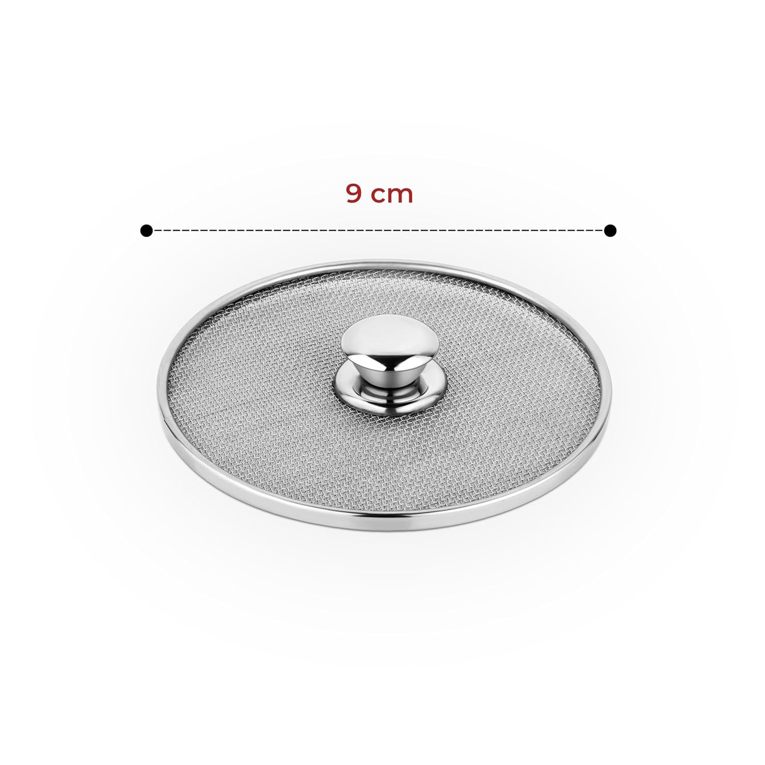 Kitchen Expert Stainless Steel Small Net Lid Set | Set of 6 (9 CM) | Glass Lid/jali | Net Covers With Knob | Cup/Mugs Lids | Steel Round Shape Net Coasters | Strong & Sturdy Handle | Steel Net Ciba