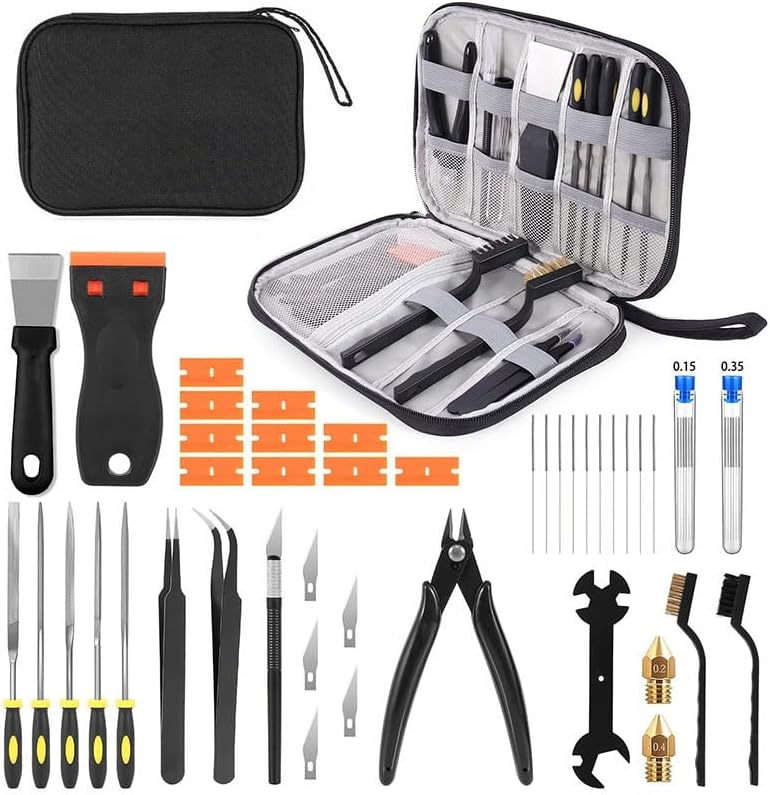 3D Printer Scraper 3D Printer Tools for Bambu Lab Multifunctional 3D Printing Nozzle Cleaning Kit with Scraper, Tweezers, Pliers, Nozzle Needles, Brushes, Wrenches, Screwdriver Bits