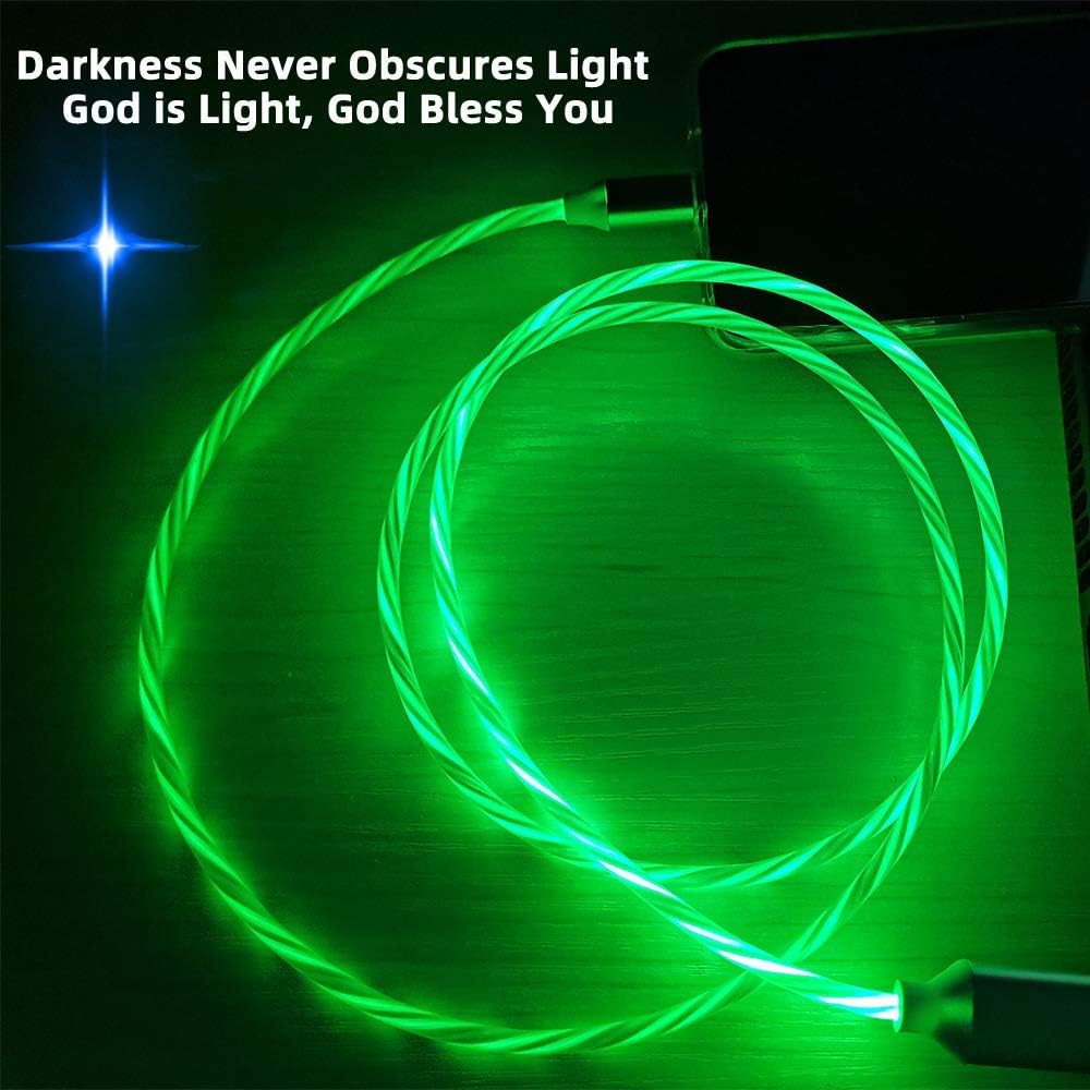 IHAO Micro USB to USB A Android Phone Charger Cable Fast Charging High Data Speed Visible LED Current Flowing for All Micro USB Device-Green/39 Inches… image 2