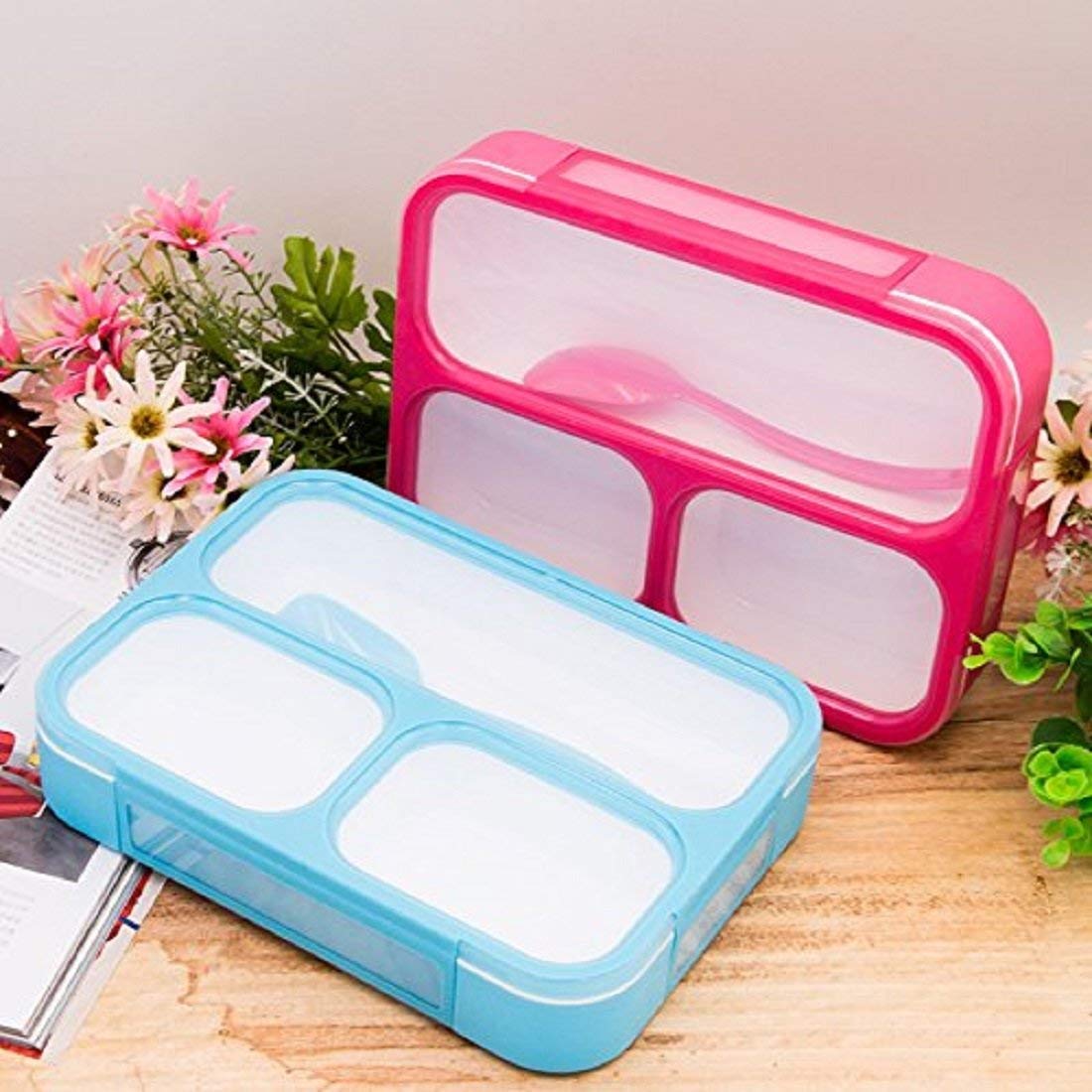 REMANG 3 Compartment Plastic Bento Lunch Box for School Office Picnic Tour Camping Snacks Box Leak Proof Thermal Insulated Tiffin Box for Kids/Adult (Multicolor) (B0B1WS1L8S) Amazon Price History, Amazon Price Tracker