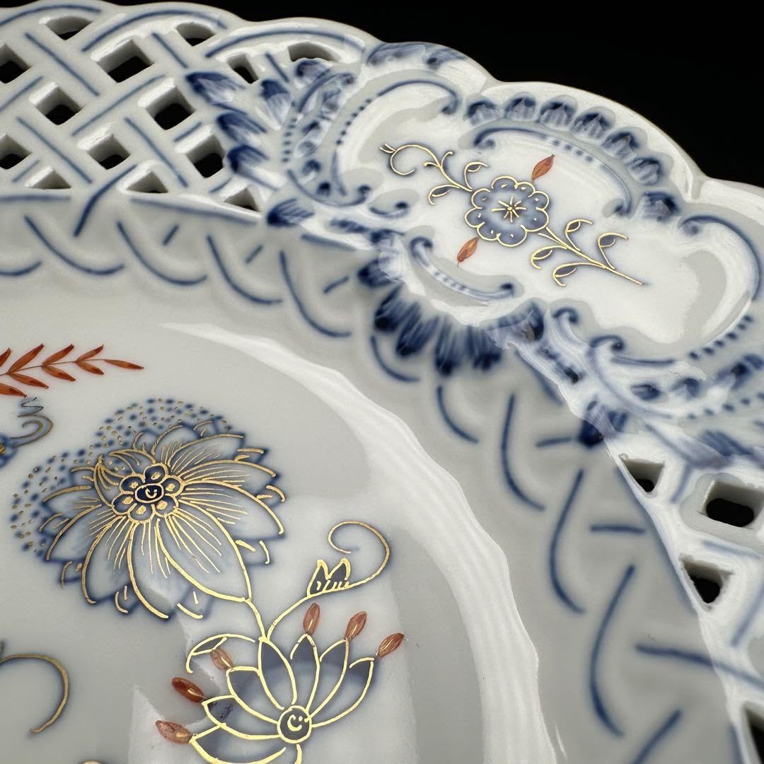 Amazon.co.jp: マイセン 朱金 カラーオニオン レースプレート