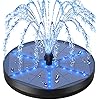 Solar Bird Bath Fountains Upgraded, 4W Solar Powered Water Fountain Pump with 4000 Battery, 7 Nozzles & 4 Fixers, Colorful LED Lights for Garden, Pond, Swimming Pool, Fish Tank, and Outdoor