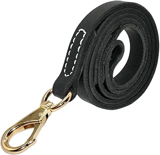 Kuntrona Genuine Leather Dog Leash Large Dogs Pet Walking Leash K9 Training Leads 110cm Length Width 1.6/2.0cm Black Brown Colors