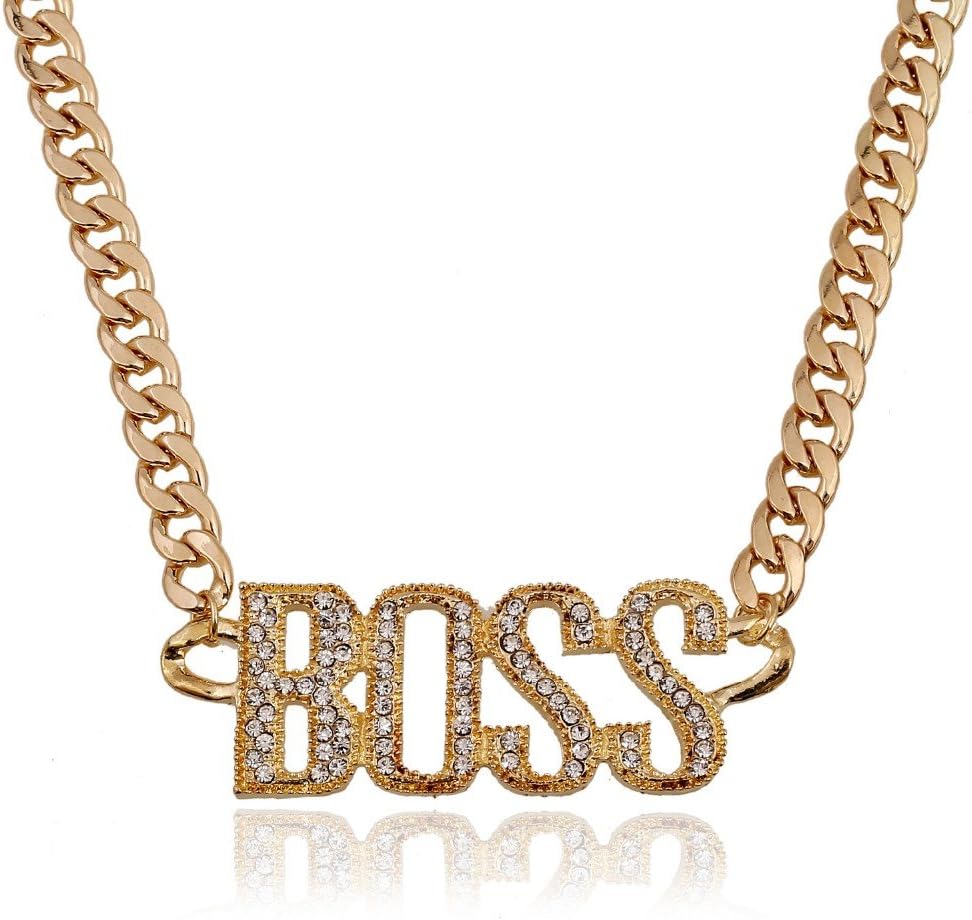 Babo Lude Macho Prolethean hiphop rapper chain Boss necklace with rhinestones, bling-bling