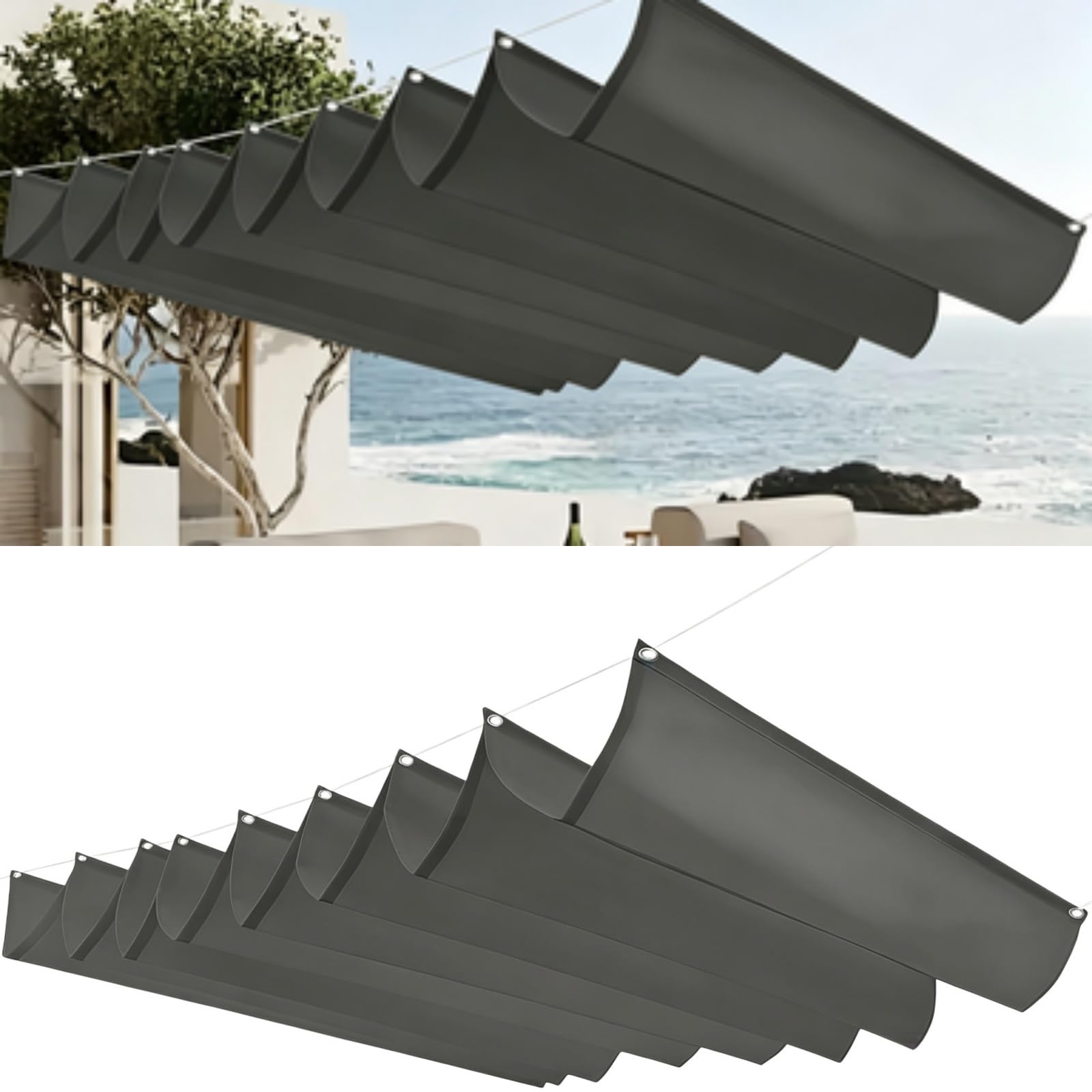 Voile ombrage 135x500 protection UV solaire imperméable gris clair jardin