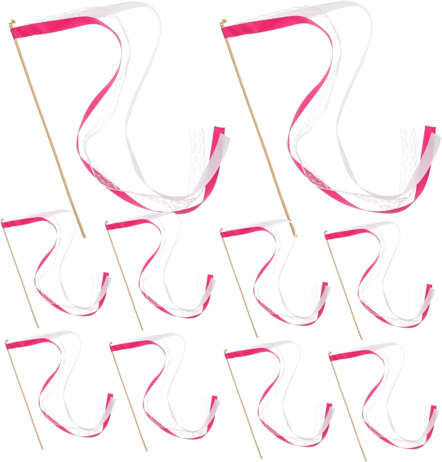 OUNONA 10pcs Wedding Streamers Fairy Wands with Bells Adorable Ribbon Sticks for Party Celebrations for Weddings Birthdays and Special Events