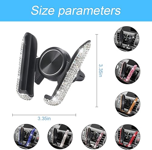 Miniatura 2 de Bling - Soporte de teléfono para automóvil, soporte de teléfono celular con diamantes de imitación para ventilación de aire de tablero de automóvil,