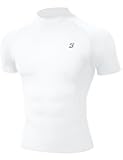 Roadbox Men's Compression Shirt, Mock Turtleneck Short Sleeve Athletic Undershirt, Quick Dry Base Layer Top for Gym Workout