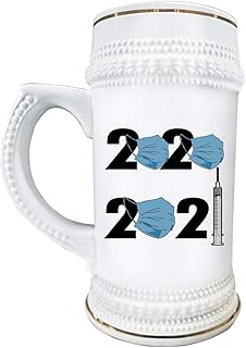 Funny 2020 New Year 2021 Quarantine Gifts - Beer Stein Mug 22oz Drinkware - Pandemic Virus Vaccine NYE Office Party Social Distancing Cute Gag for Friends Family