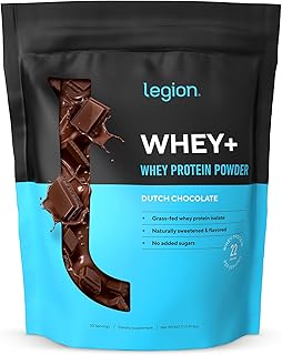 LEGION Whey+ Chocolate Whey Isolate Protein Powder from Grass Fed Cows - Non-GMO, Lactose Free, Sugar Free, Natural Whey Protein Isolate 30 Servings