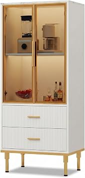 GarveeHome 71" Kitchen Storage Cabinet,Tall Pantry Cabinet with Doors and Shelves, Freestanding Adjustable Cabinet for Dining Room, Living Room, Home Organization, White