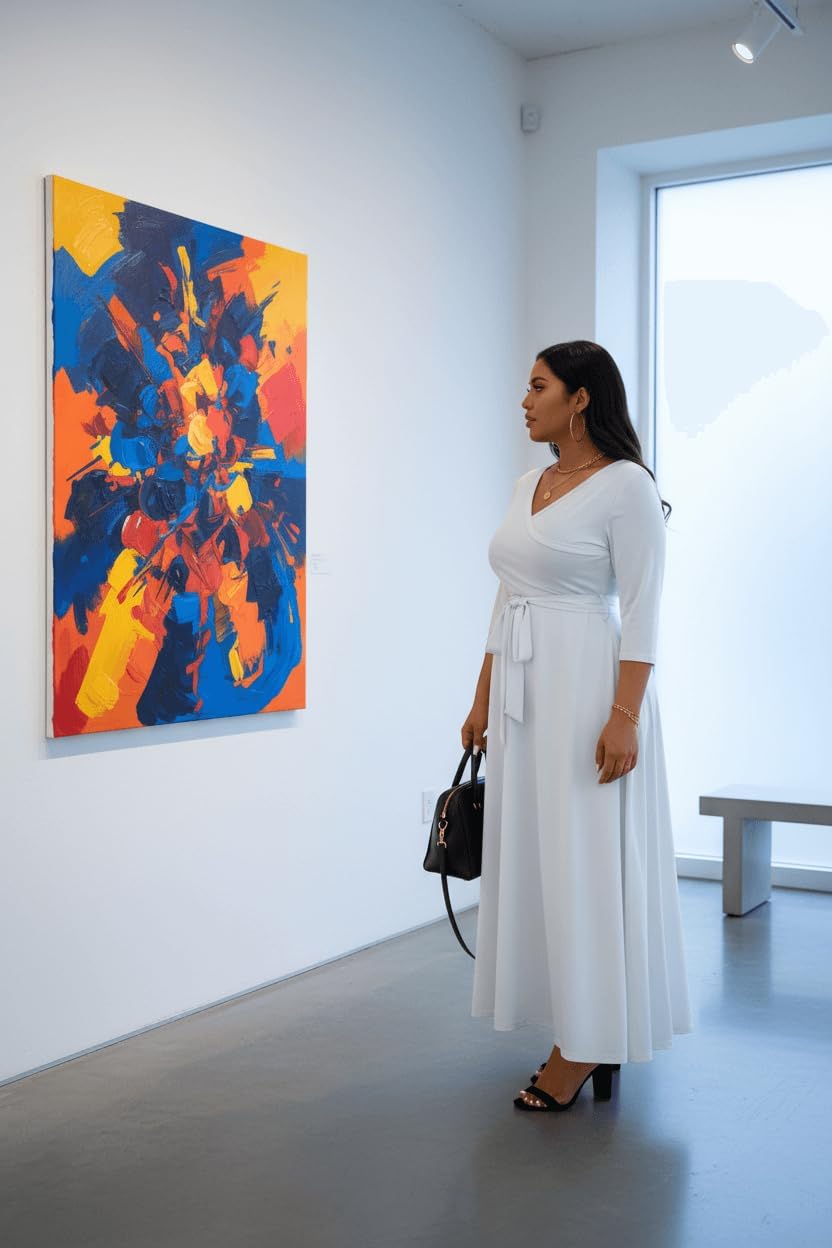 Runwind Plus Size Dress for Women - 3/4 Sleeve V Neck Maxi Dresses for Women (XL-6XL) - Image 3