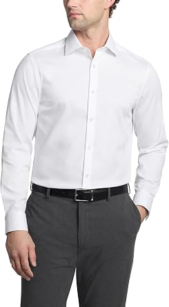 Calvin Klein Mens Dress Shirt Regular Fit Performance Wrinkle Free