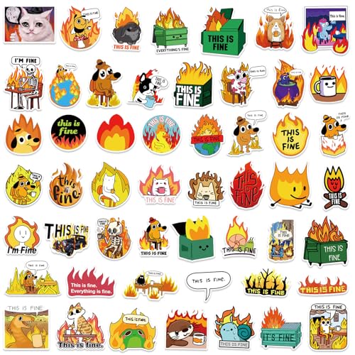 LYunMu This is Fine Dog Aufkleber Dog Sticker Set 50 Stücke Niedlich Deko für Auto Laptop Skateboard Fahrrad Moped Motorrad Fahrrad Computer,Geeignet für Erwachsene Kinde