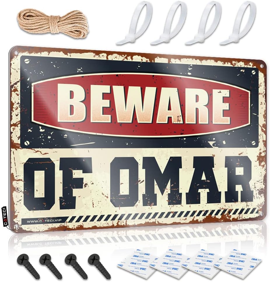 Highland Summer Decor Metal Sign For Western Decor For Wall - Quote Hanging Pre-drilled & Vintage | Vintage Western Cowboy Wall Decor : Beware Of Omar