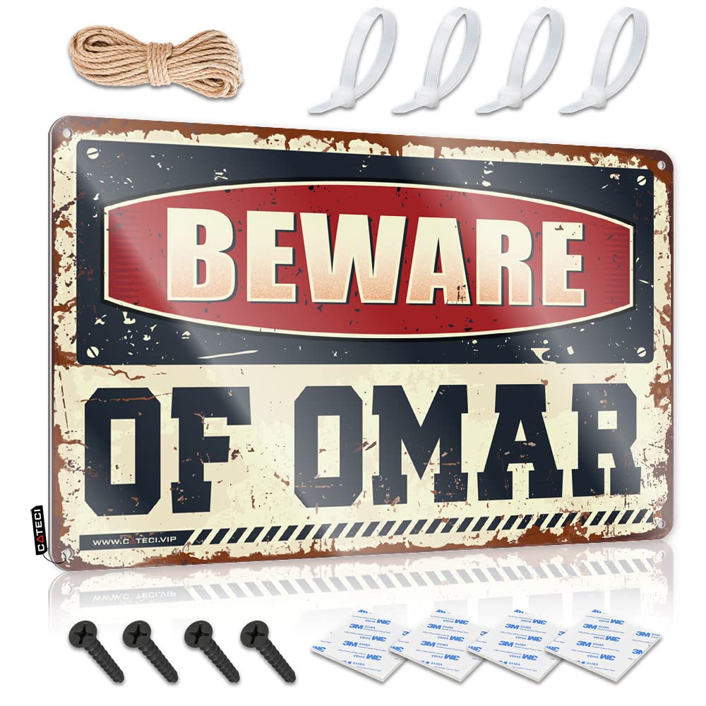 Tiki Bar Decor Sweet Tin Sign | Beware Of Omar Shabby Chic Decorative Wall Art Ready To Hang For Basement(30X40CM)