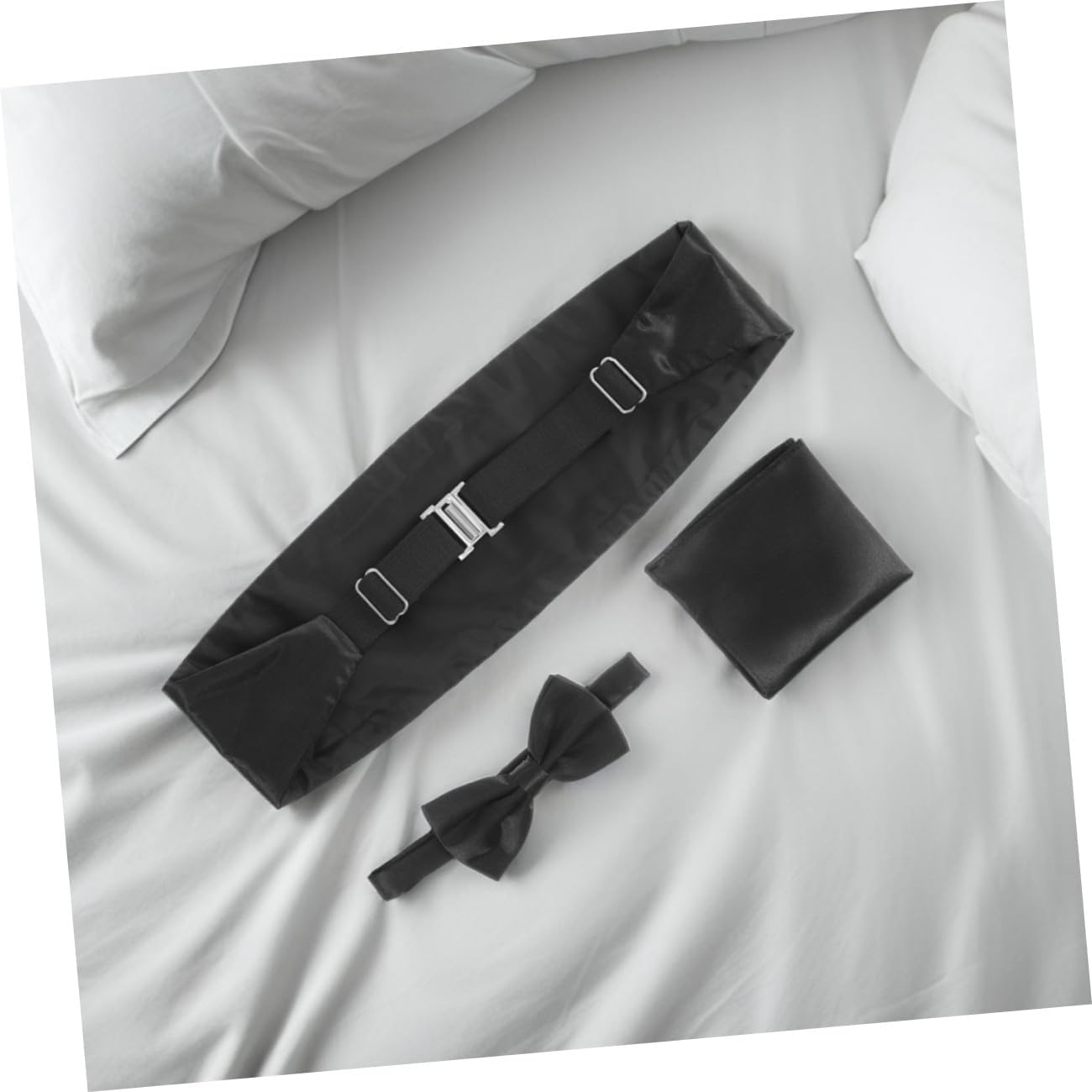 Men Cummerbund Set 6pcs Black Polyester Formal Accessories Xmas