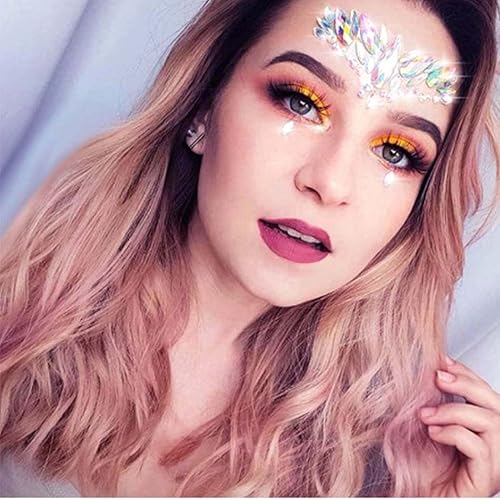 Ludress Calcomanías de cara de cristal de perla, gemas de cara de cristal, calcomanías de Halloween con lágrimas de sirena, decoración de maquillaje