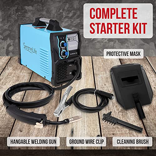 Serenelife Mig Welder Flux Core Welding Machine With Gas And No Gas, 130A Dc 110V 220V Igbt Inverter Welder With Automatic Wire Feed, Welding Gun, Ground Wire, Brush, Mask, Dual Voltage Adapter #TOP6