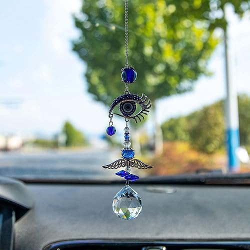 MENGSOOD Adorno colgante de auto con diseño de mal de ojo azul para espejo retrovisor, decoración contra el mal de ojo, protección y dije de buena