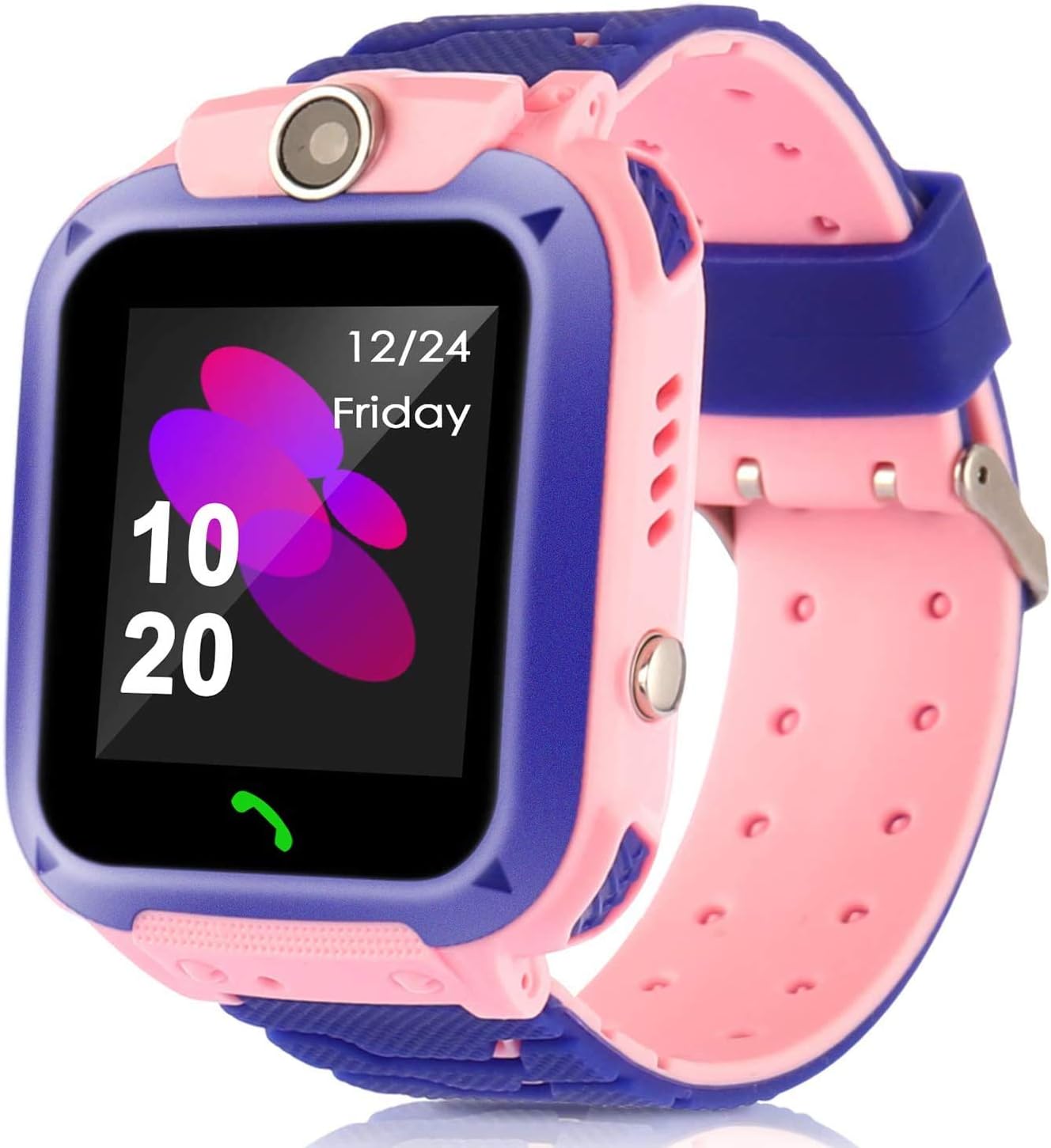 Kids Smart Watches, Waterproof LBS Tracker Phone Call for Boys Girls Digital Wrist Watch Touch Screen Cellphone Camera Voice Chat Anti-Lost SOS Learning Toy for Kids Gift,Smart Watch (Pink)