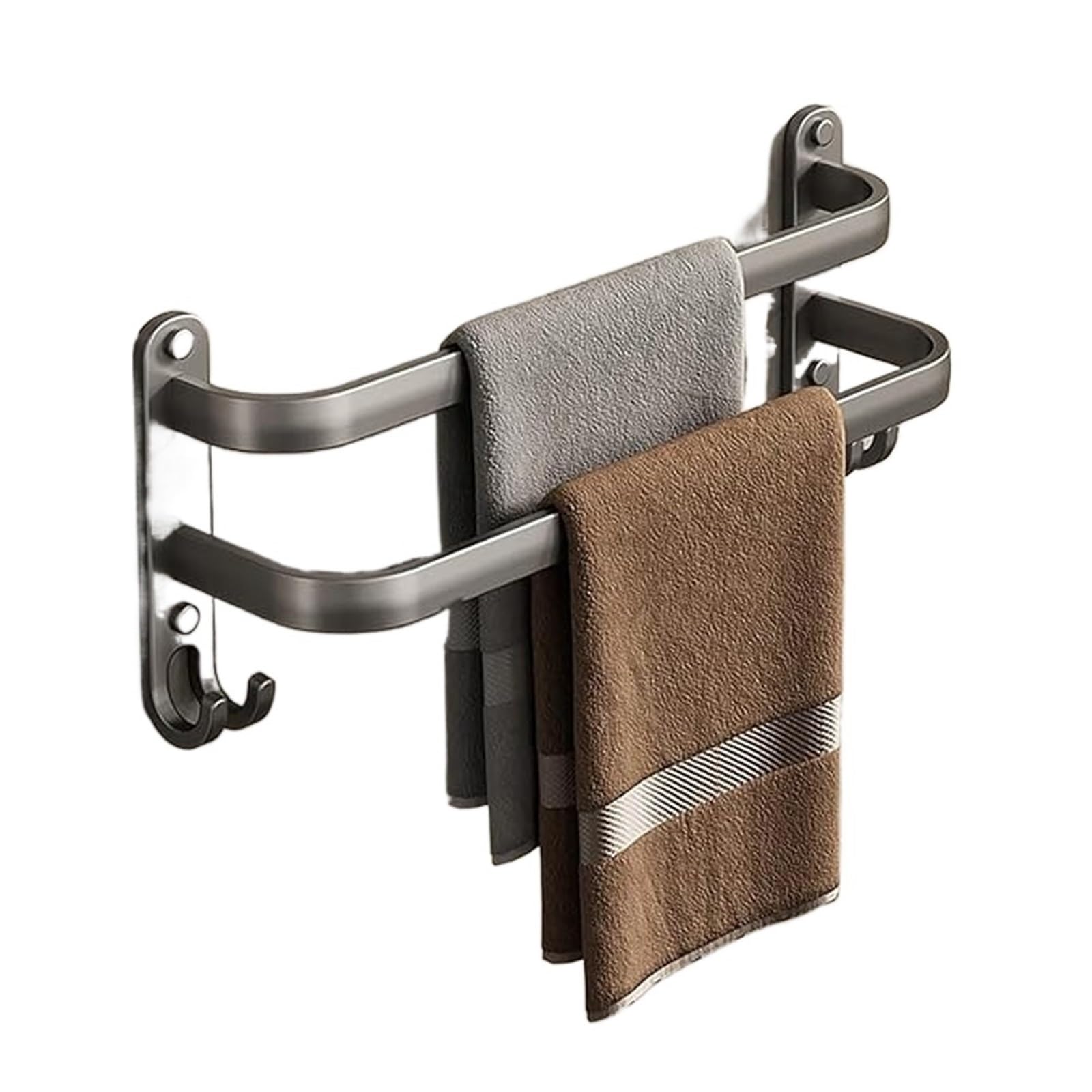 Bath Towel Bars Racks For Bathroom Lavatory Wall Mount, Hanger Space Aluminum Holder Rail for Bathroom(Gray Double Rod,11.81inch)
