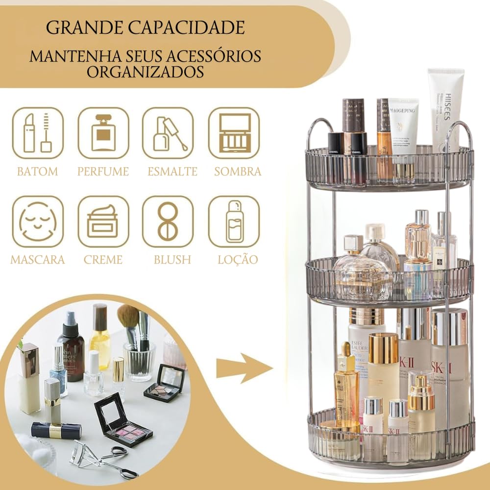 Organizador de Cosméticos Giratório Alta Capacidade de Armazenamento – Ideal para Maquiagem, Acessórios, Perfumes – Prático, Espaçoso e Sofisticado (Prata/Transparente – 3… em promoção! Veja a oferta e mais achadinhos de Acessórios 5 Hoje é o melhor dia para comprar Organizador de Cosméticos Giratório Alta Capacidade de Armazenamento – Ideal para Maquiagem, Acessórios, Perfumes – Prático, Espaçoso e Sofisticado (Prata/Transparente – 3… com aquele preço maroto! Promoção! Aproveite a oferta! 5
