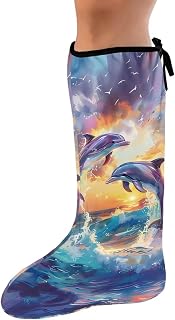 Rnyleeg Dolphin Leg Cast Covers for Boys Girls Medium Size Cast Covers for Shower Leg Reusable Covers for Leg and Foot Surgeries Keep the Cast Clean