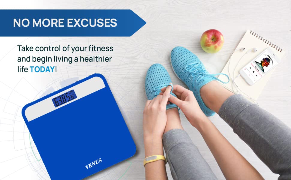Image of Venus (Made in India) Electronic Digital Personal Bathroom Weight Machine For Body Weight Upto 180 Kg Weighing Scale With 24 Months Warranty, Blue